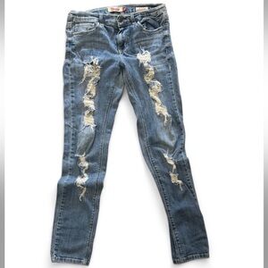 Distressed Blue Jeans